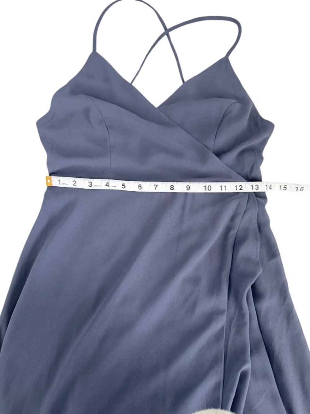 Lulus Blue Wrap Maxi Dress Bridesmaid Formal Ruffle Lace Up Back M NWT - Picture 8 of 10